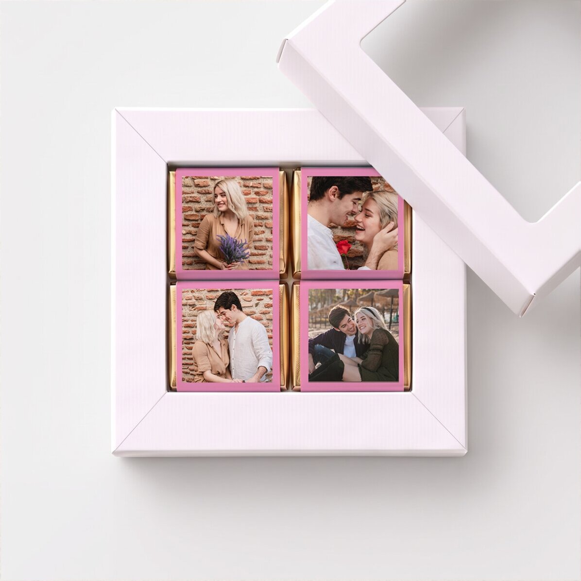 Dárková krabička se 4 mini čokoládkami s vlastními fotografiemi