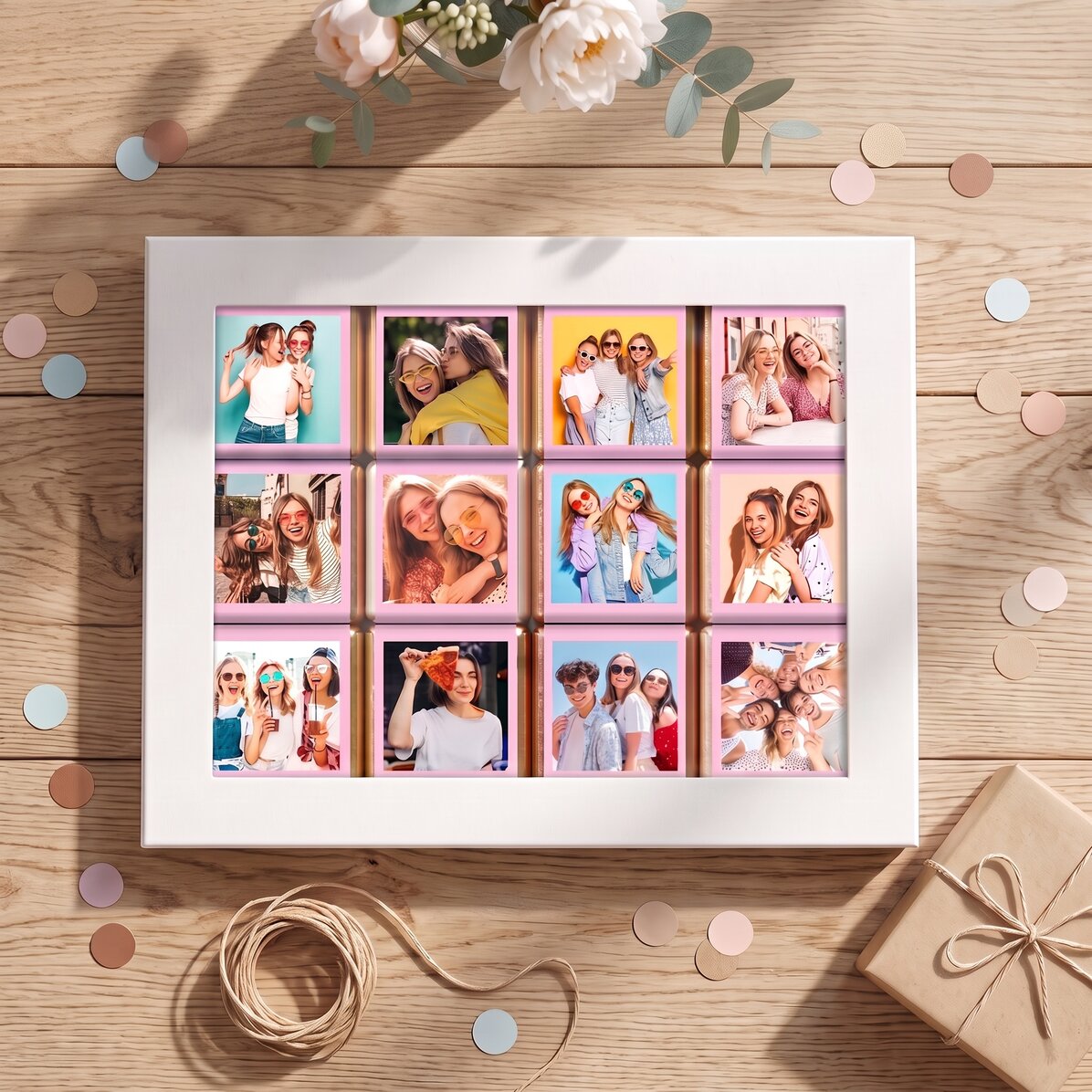 Dárková krabička s 12 mini čokoládkami s vlastními fotografiemi