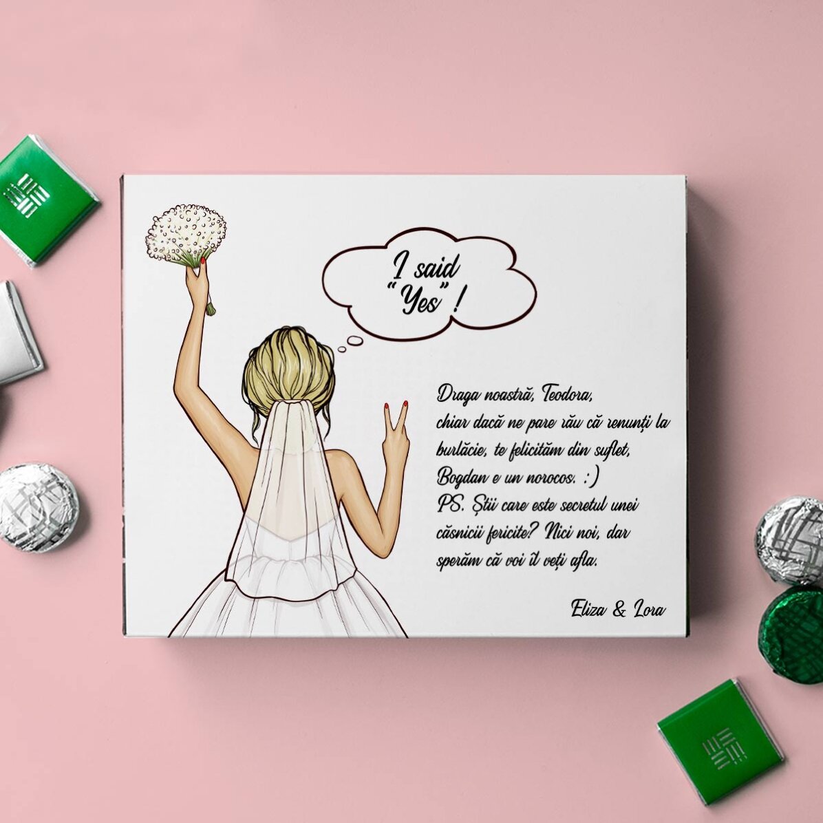 Personalizovaná krabička bonbónů s vzkazem – Bride to be