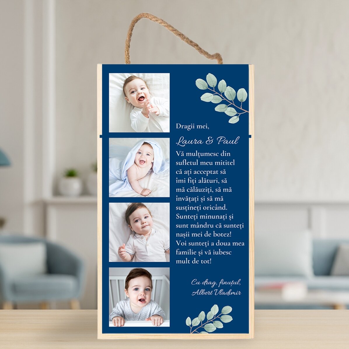 Krabička na víno pro 2 láhve s možností personalizace pomocí 4 fotografií a vzkazu