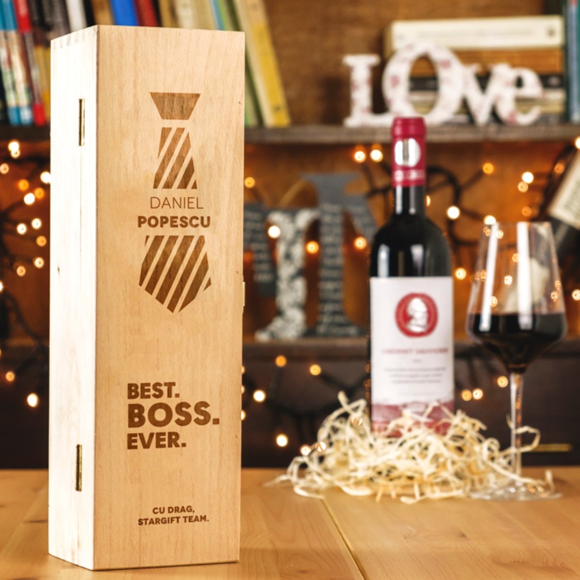 Personalizovaná krabička na víno – Best Boss Ever 2