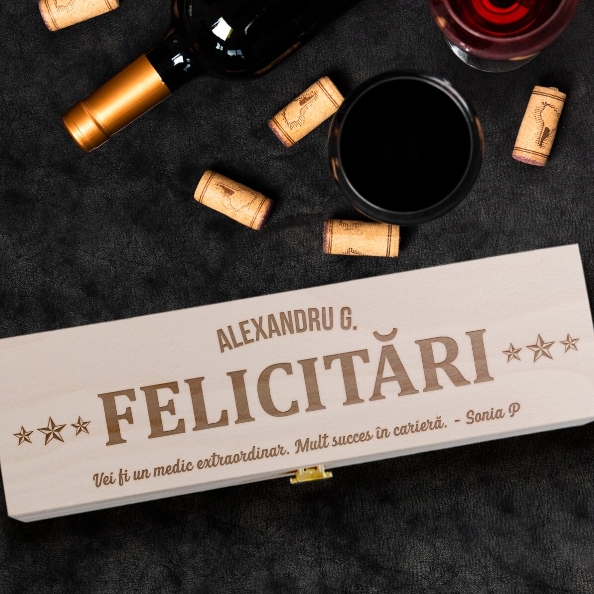 Personalizovaná krabička na víno s vzkazem – The best