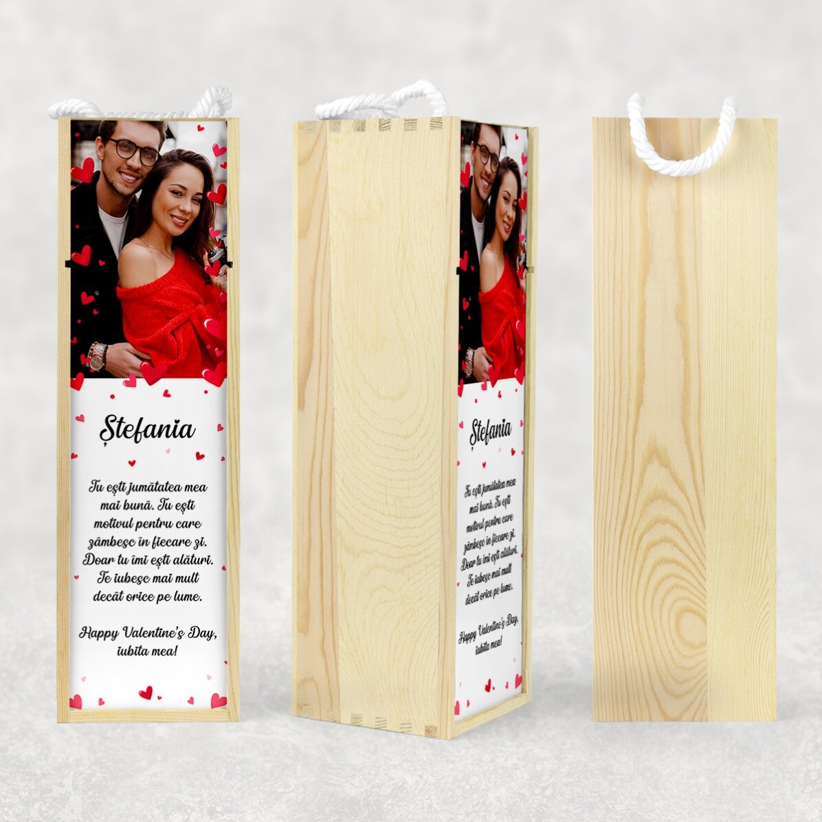 Personalizovaná krabička na víno s fotografií a vzkazem – Love