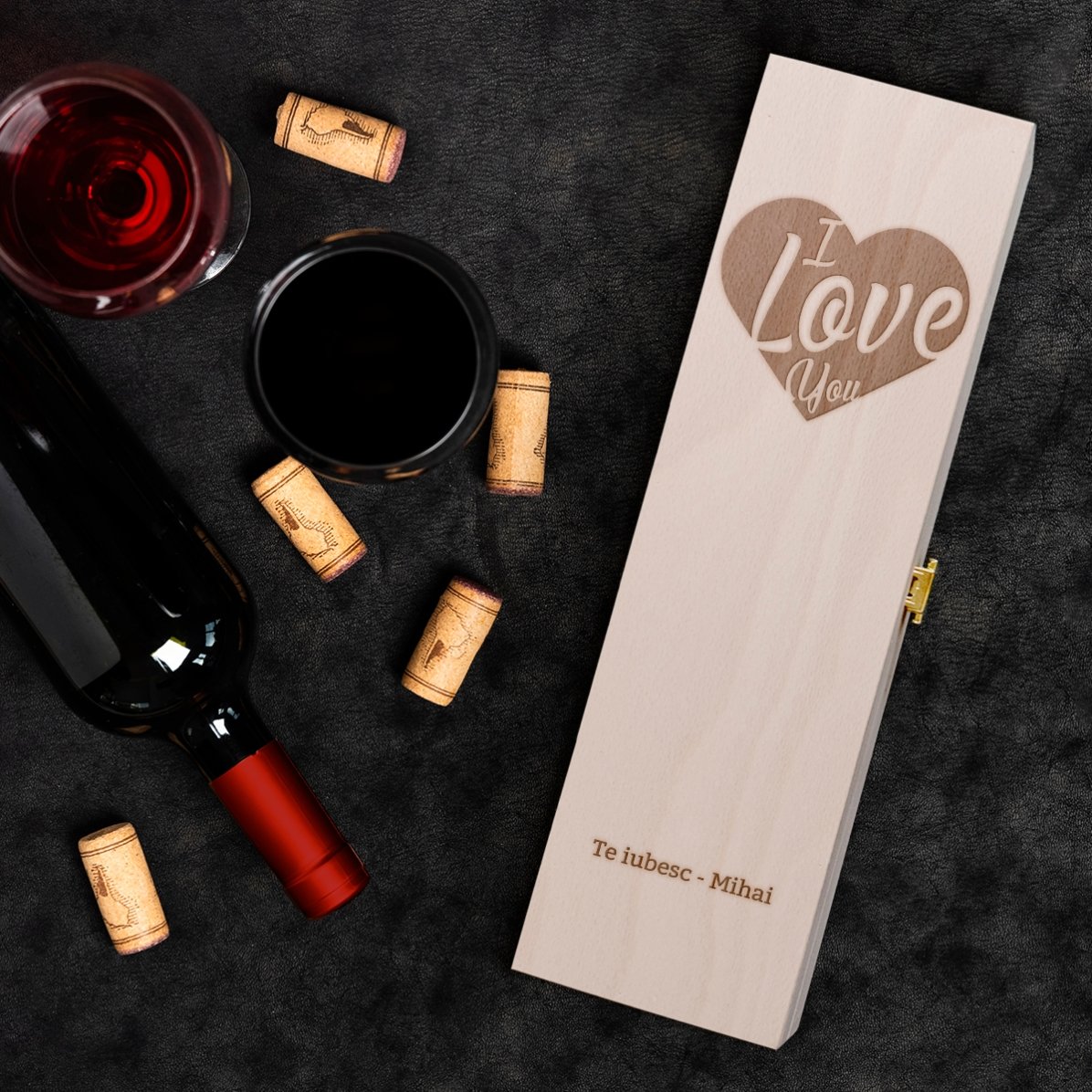 Personalizovaná krabička na víno – I Love you