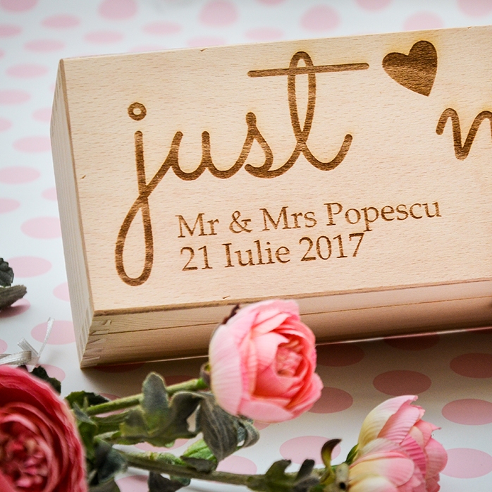 Personalizovaná krabička na víno – „Just Married“