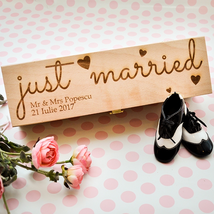 Personalizovaná krabička na víno – „Just Married“