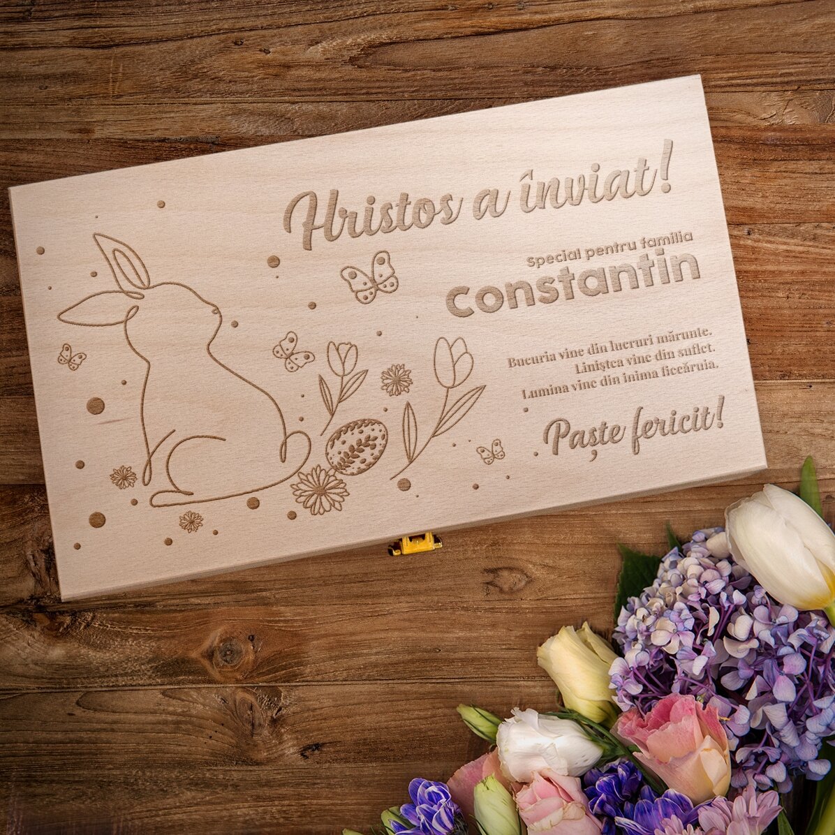 Personalizovaná krabička na víno pro dvě láhve s nápisem – Kristus vstal z mrtvých!
