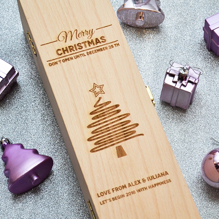 Personalizovaná krabička na víno – Star Christmas Tree