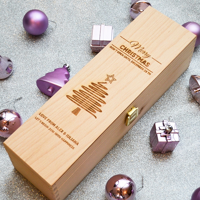 Personalizovaná krabička na víno – Star Christmas Tree