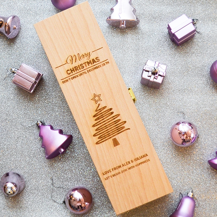 Personalizovaná krabička na víno – Star Christmas Tree