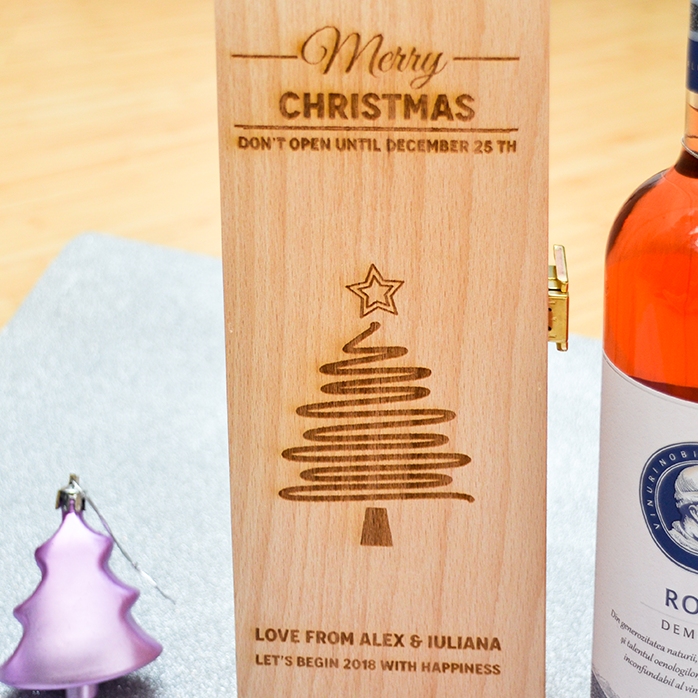 Personalizovaná krabička na víno – Star Christmas Tree
