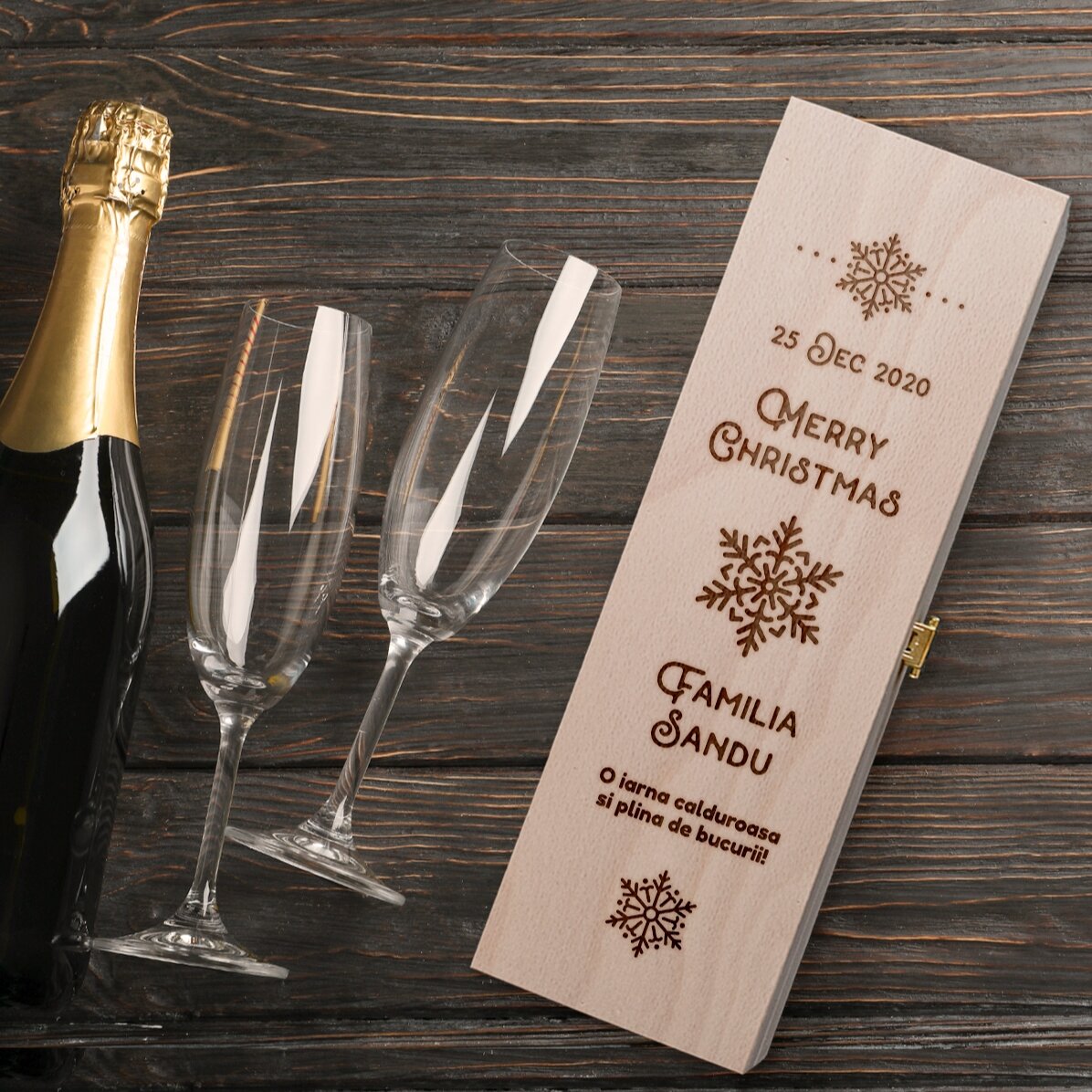 Personalizovaná krabička na šumivé víno – Christmas magic