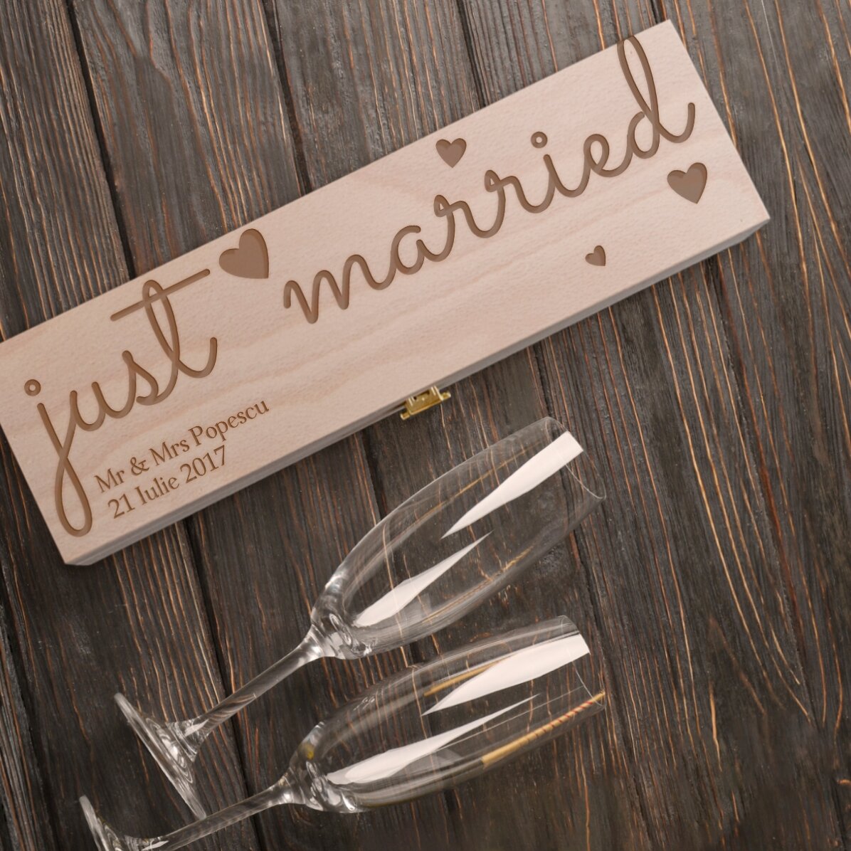 Personalizovaná krabička na šumivé víno – Just married