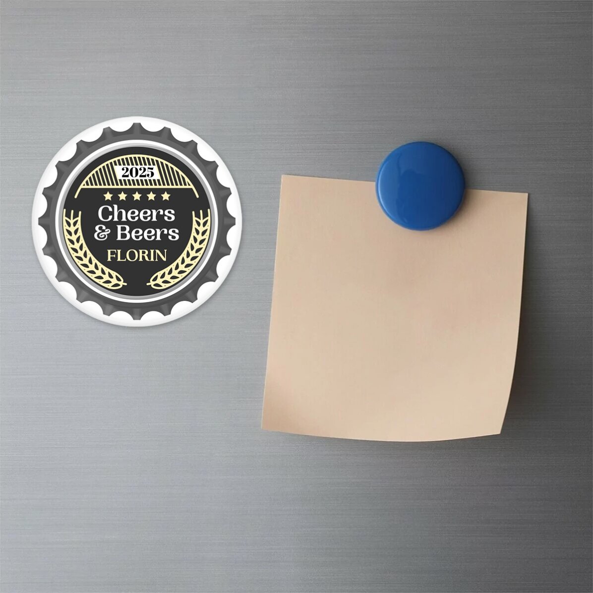 Otevírák na láhve s magnetem, personalizovaný s nápisem – Cheers