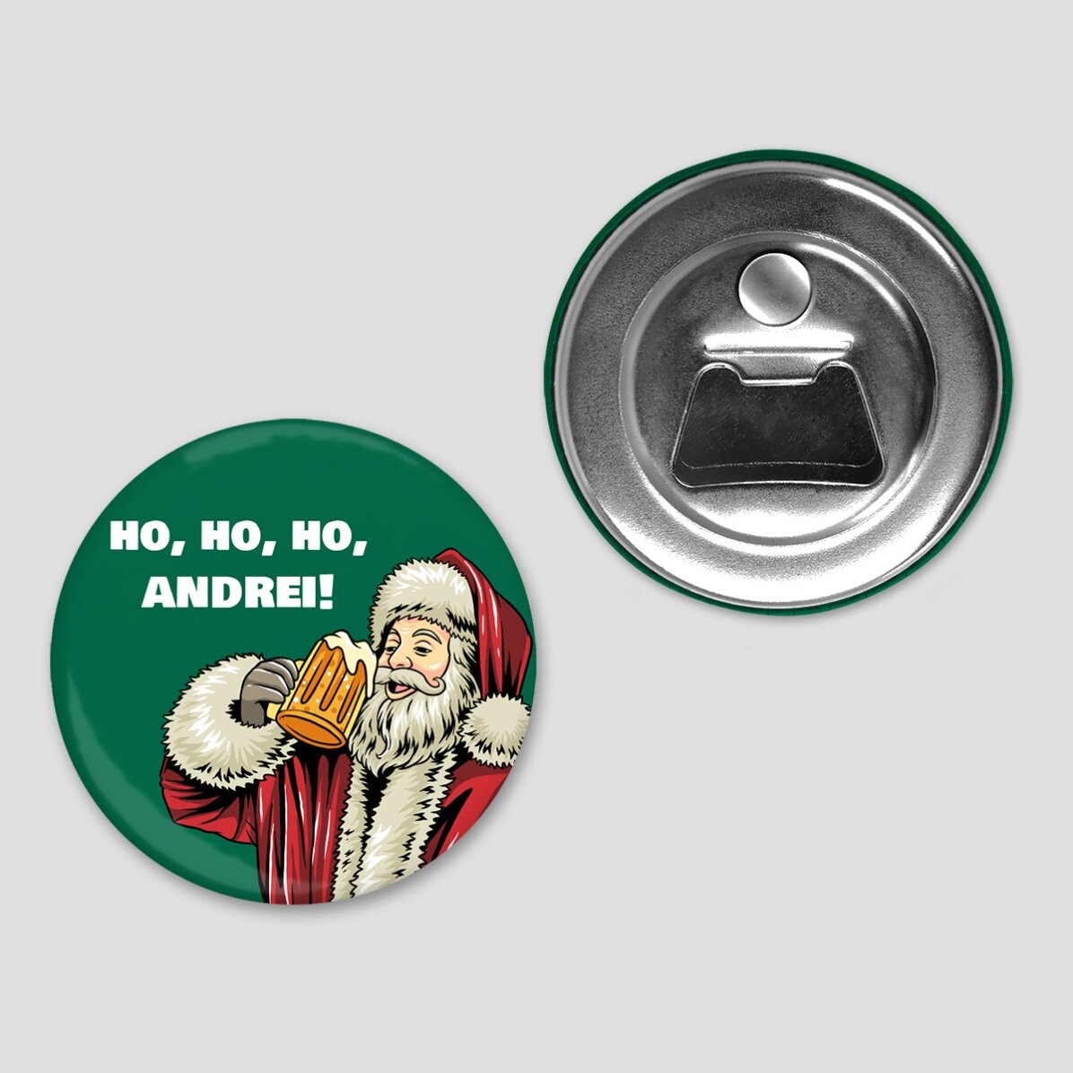 Láhevový otvírák s magnetem, personalizovaný textem – Santa Claus