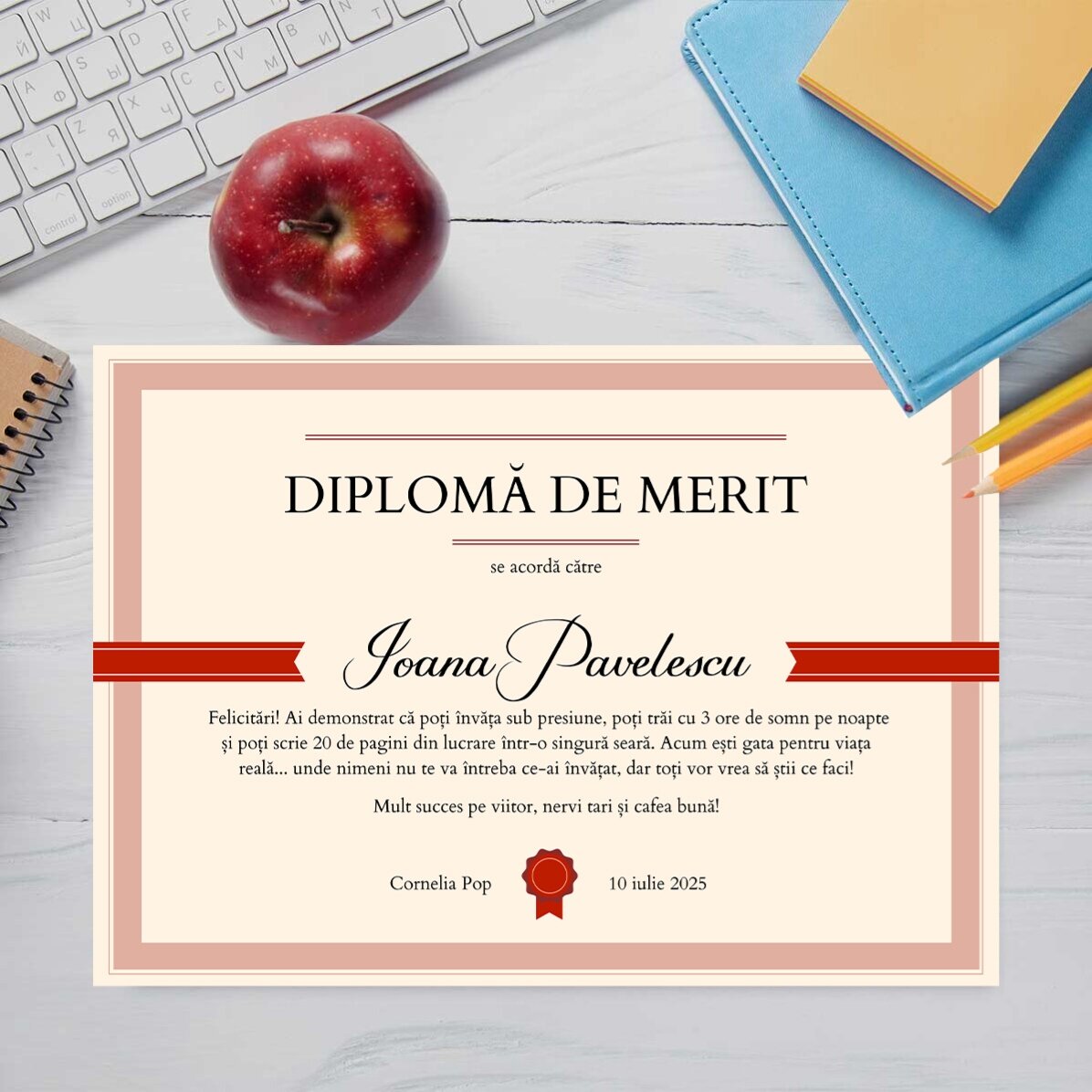 Osobní diplom s textem – Čestný diplom