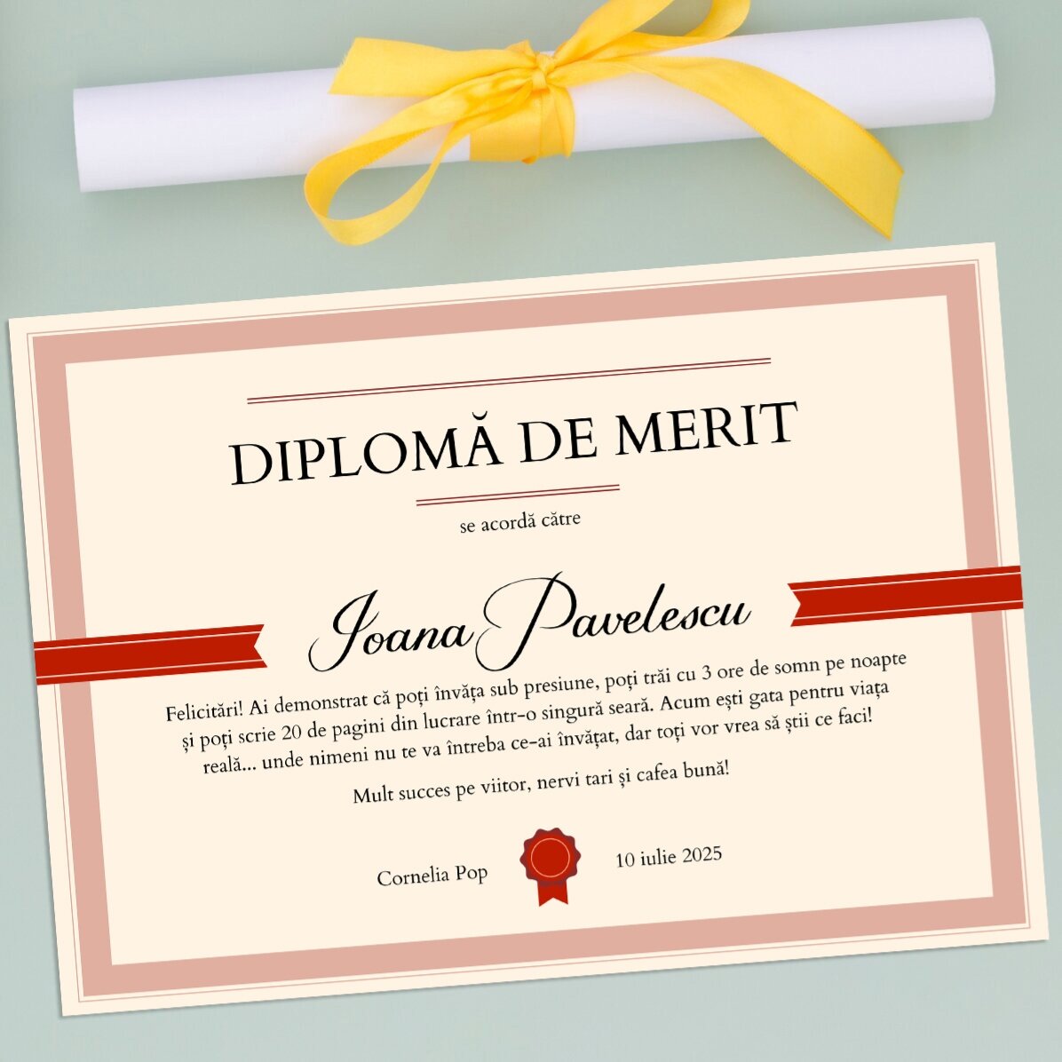 Osobní diplom s textem – Čestný diplom