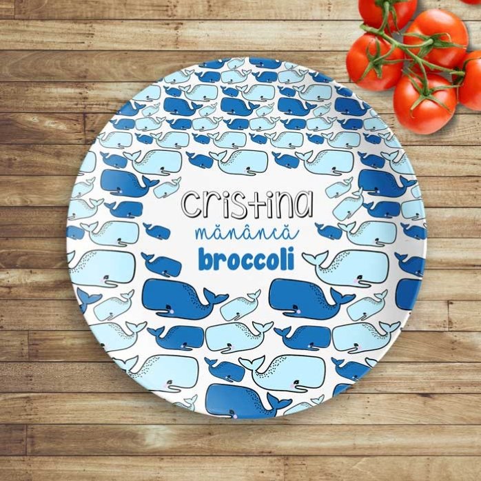 Personalised plate with text - Whale