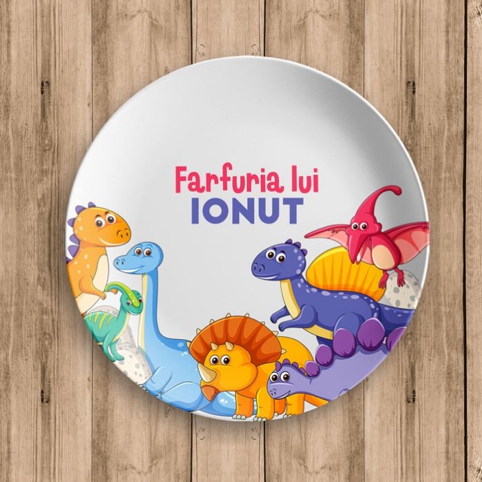 Talíř s vlastním textem – Dinosaury