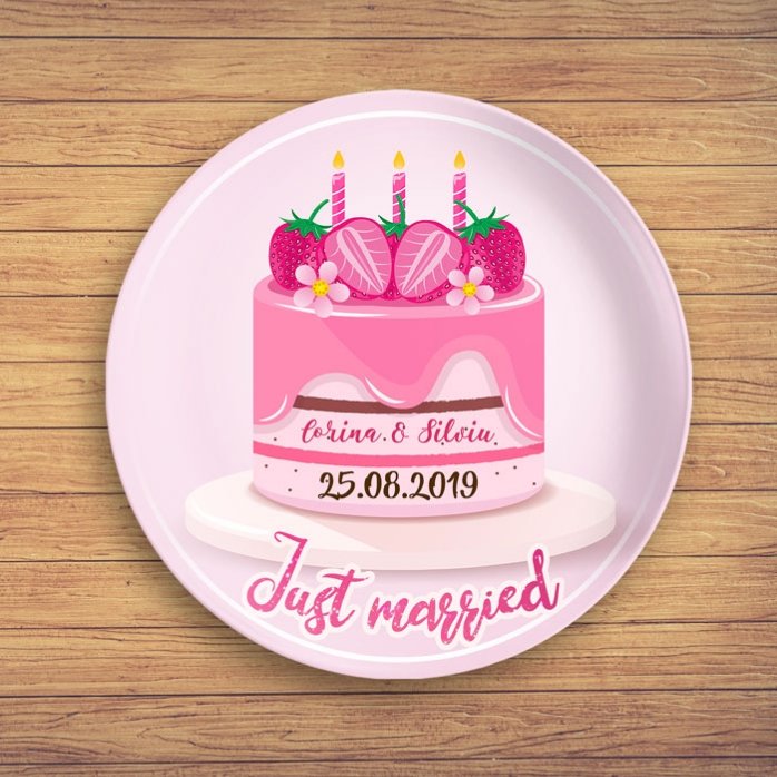 Talíř s vlastním nápisem – Just married