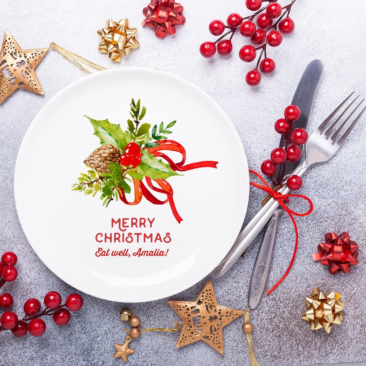 Talíř s vlastním textem – Merry Christmas
