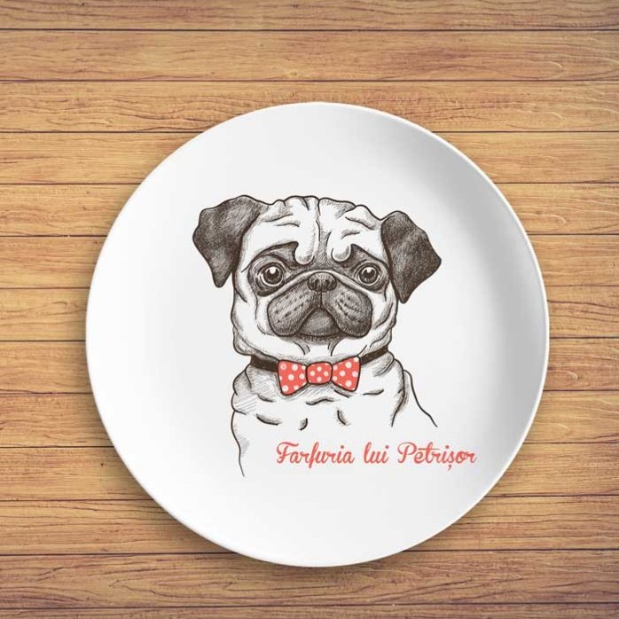 Personalizovaný talíř s nápisem – Pug life