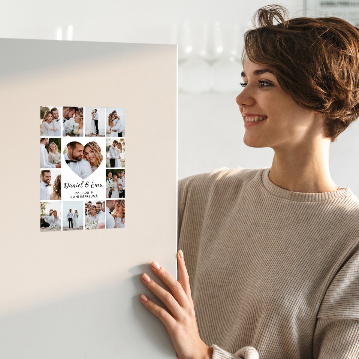 Personalizované magnetické přání s 13 fotografiemi a textem k výročí vztahu