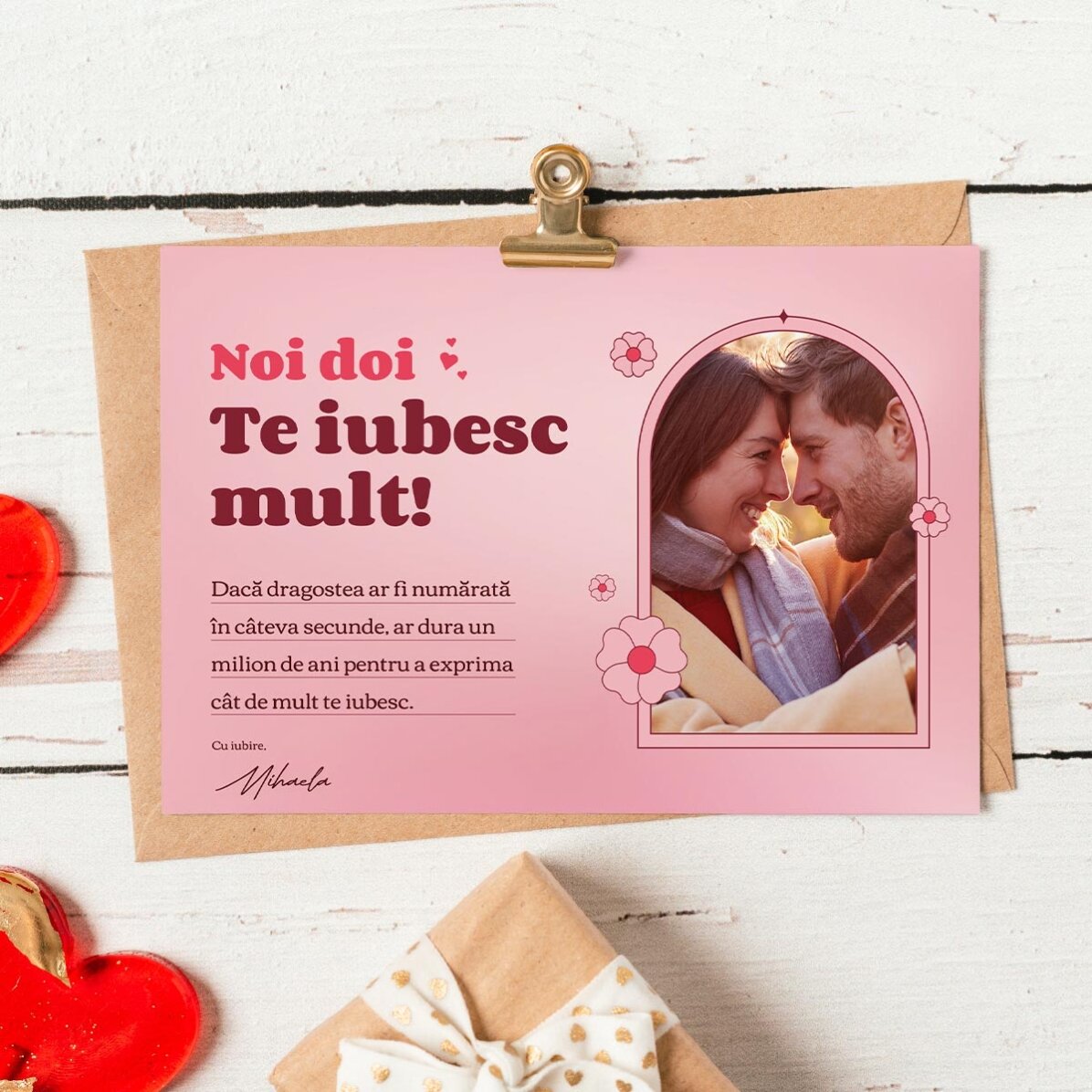 Personalizovaná magnetická pohlednice s fotografií a milostným vzkazem – Love story