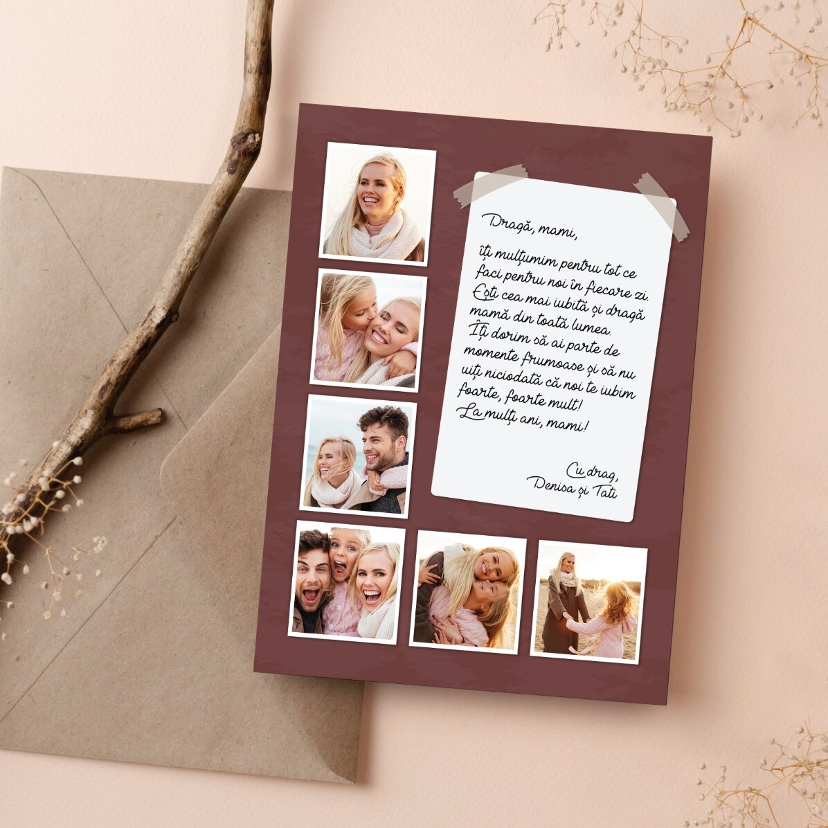 Personalizované magnetické přání se 6 fotografiemi a dlouhým vzkazem