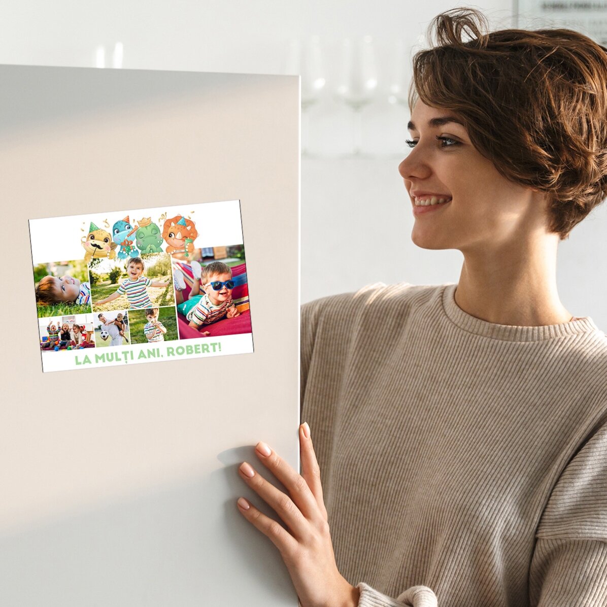 Personalizované magnetické přání se 6 fotografiemi a textem – Dinosaury