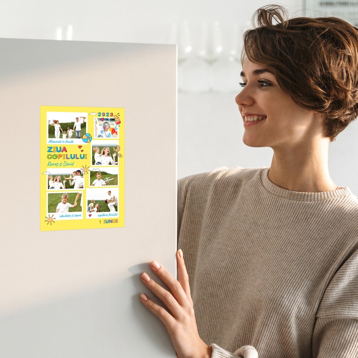 Personalizované magnetické přání se 7 fotografiemi a vzkazem – Den dětí