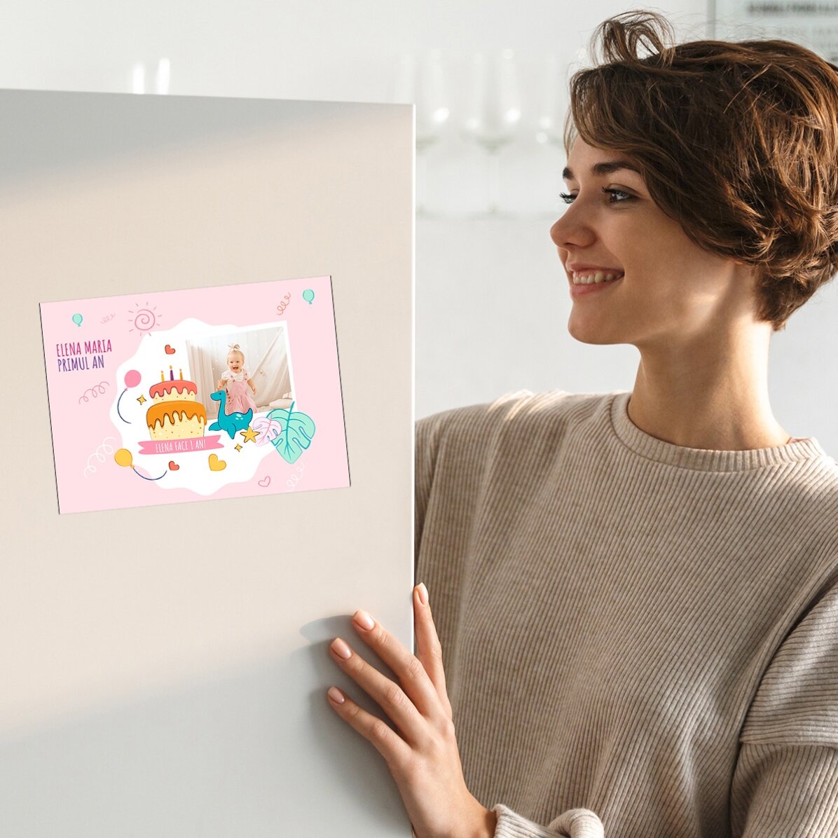 Personalizované magnetické přání s fotografií k narozeninám vašeho dítěte