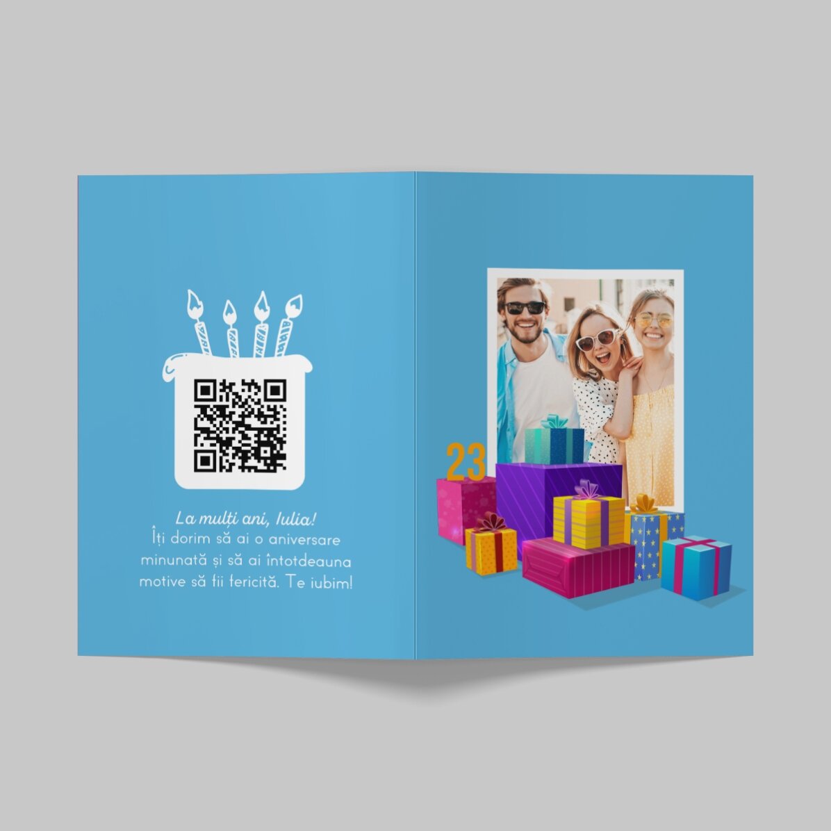 Personalizované přání s fotografií, textem a QR kódem – Všechno nejlepší k narozeninám