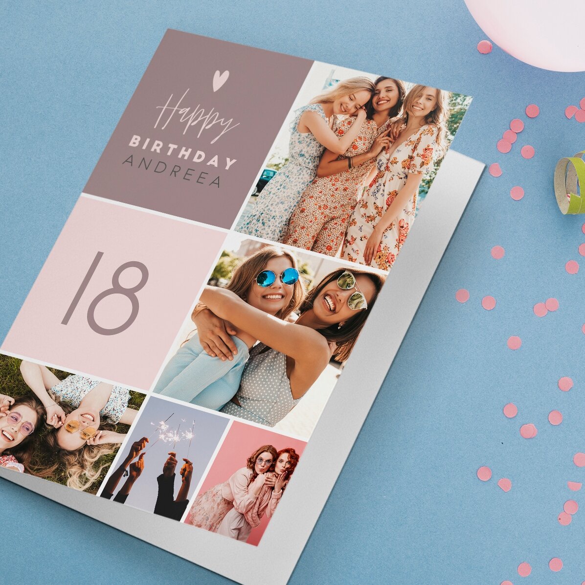 Personalizované přání s 5 fotografiemi a textem – Všechno nejlepší k narozeninám