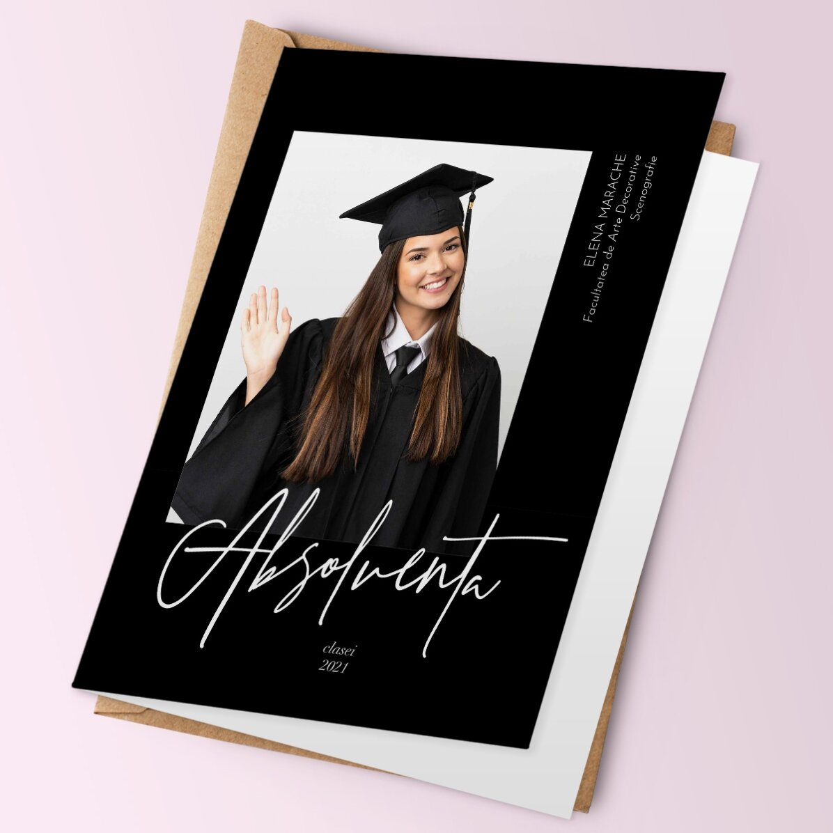 Personalizované přání s fotografií a textem k promoci