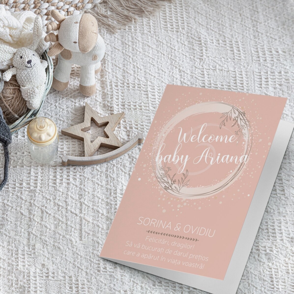Personalizované přání s textem – Welcome, baby!