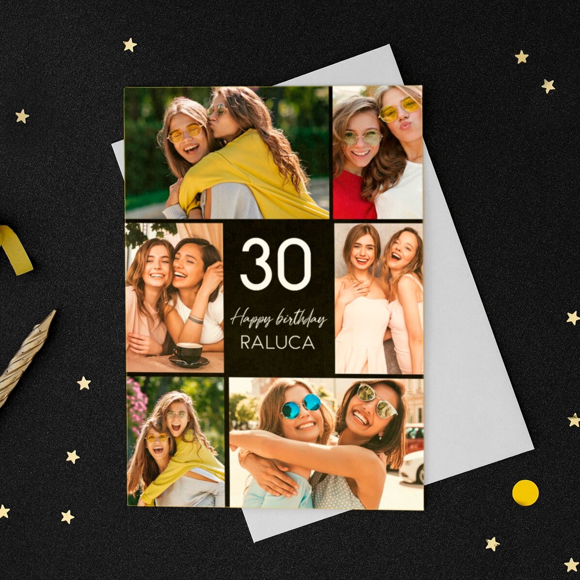 Personalizované přání, přední a zadní strana s fotografiemi a textem