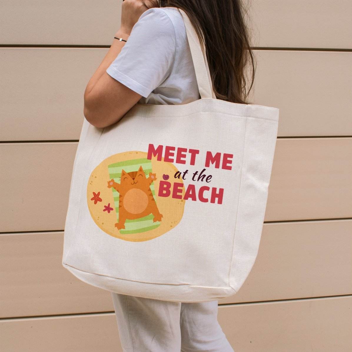 Plážová taška s vlastním nápisem – Meet me at the beach