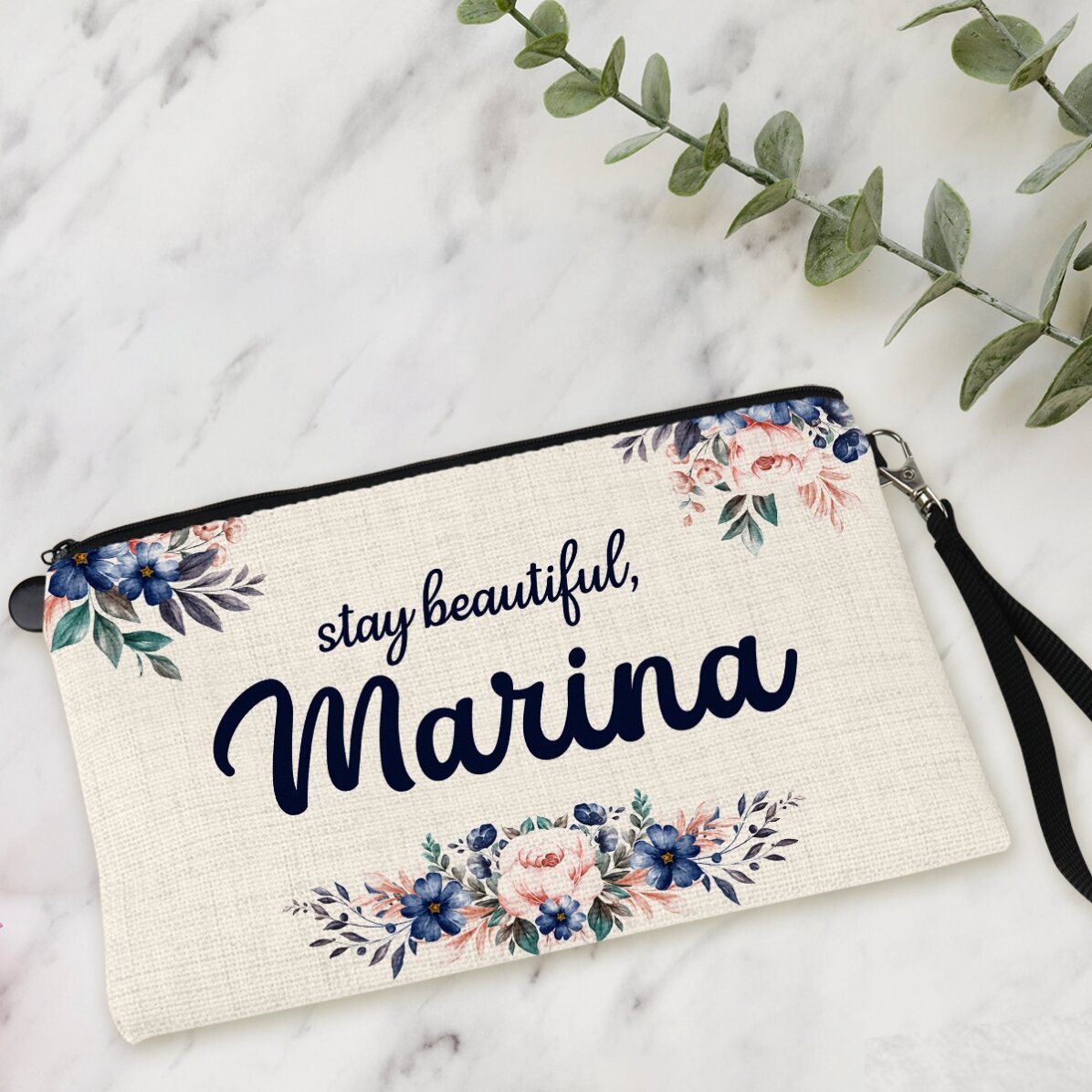 Taštička na doplňky s vlastním textem – Floral