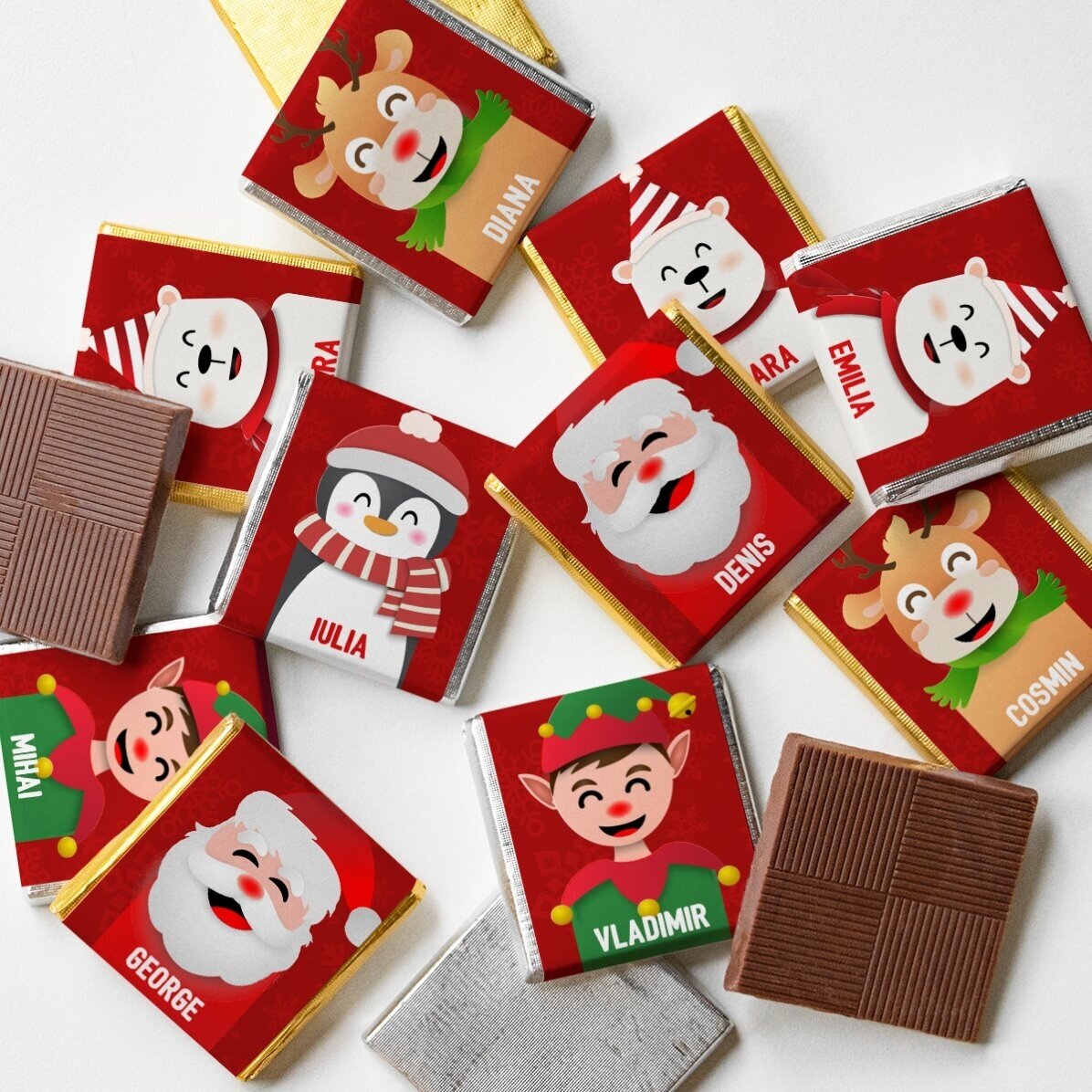 Koule s 10 mini čokoládkami s osobním věnováním – Merry Christmas