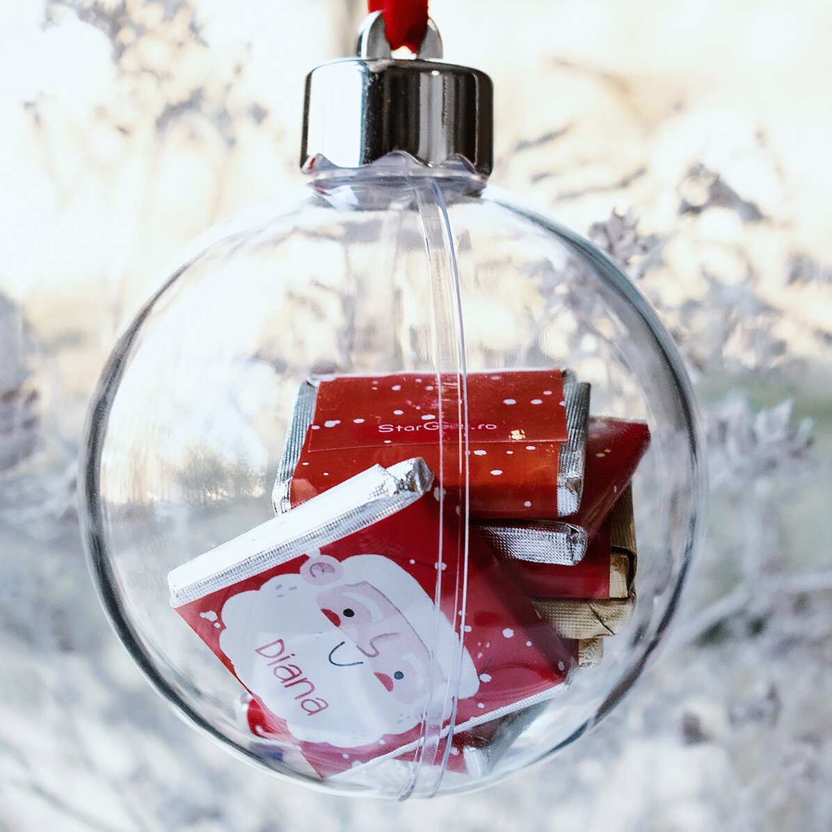 Koule s 10 mini čokoládkami s osobním věnováním – Santa Claus