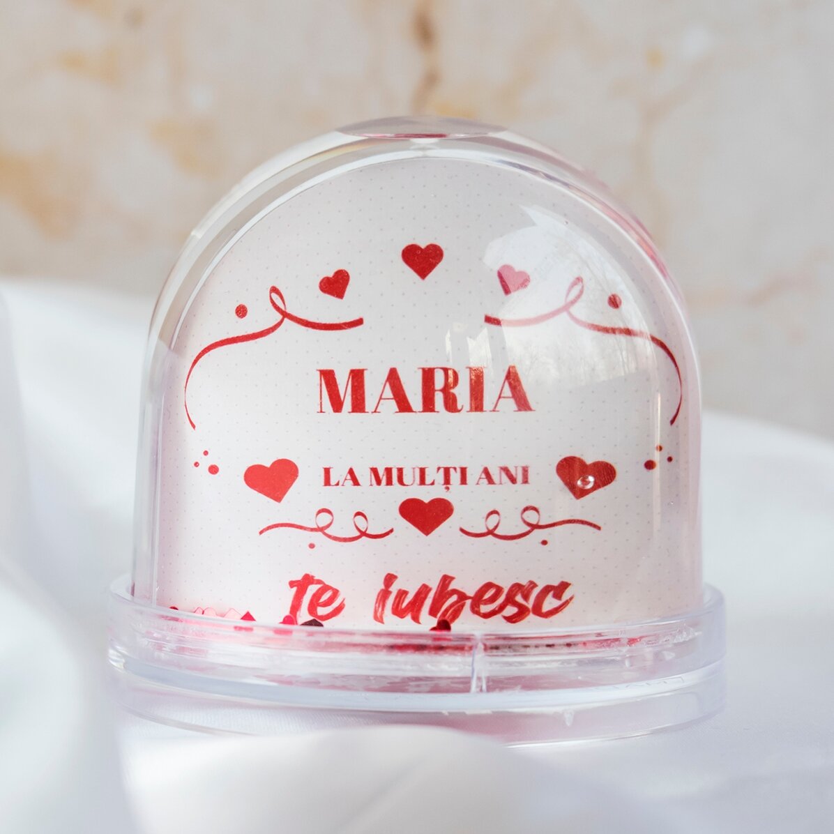 Personalised desk globe with photo and text - Celebration of love