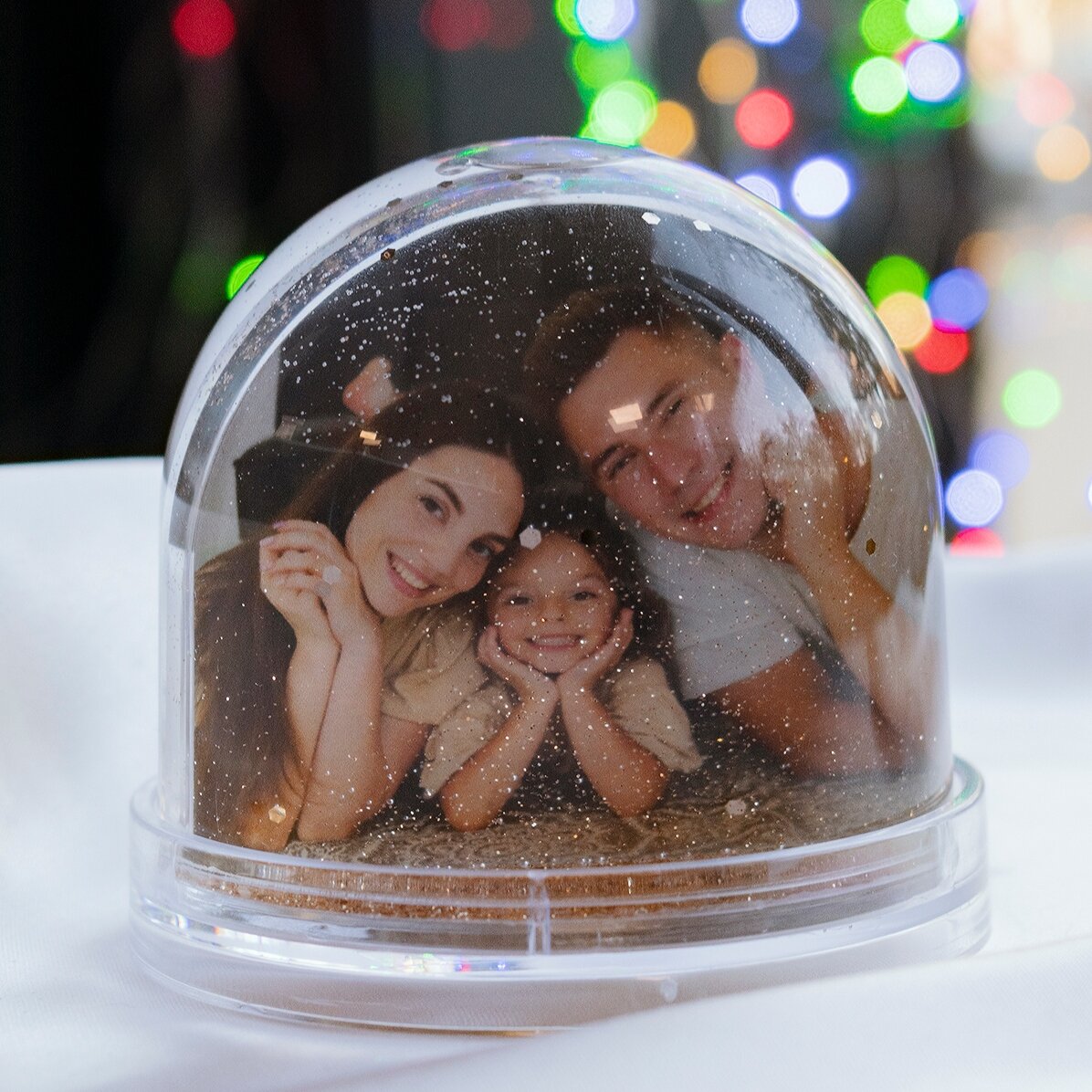 Personalizovaná stolní koule s fotografií a textem – Winter dreams