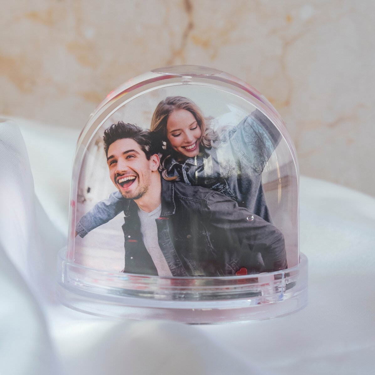 Personalizovaná stolní koule s fotografií a textem – You make me smile