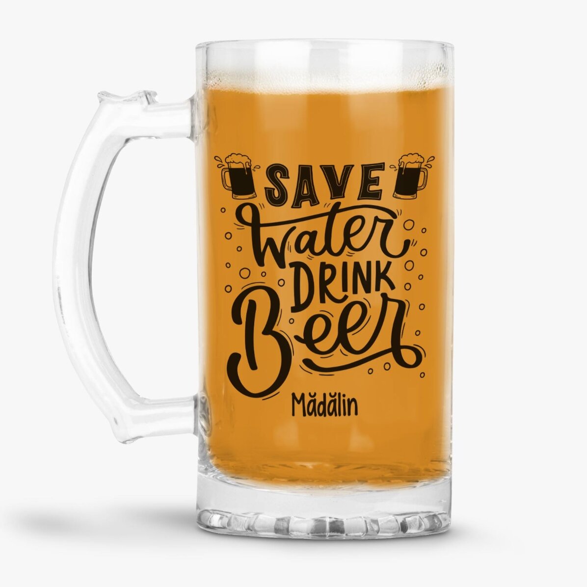 Pivní půllitr s osobním vzkazem – Save Water, Drink Beer