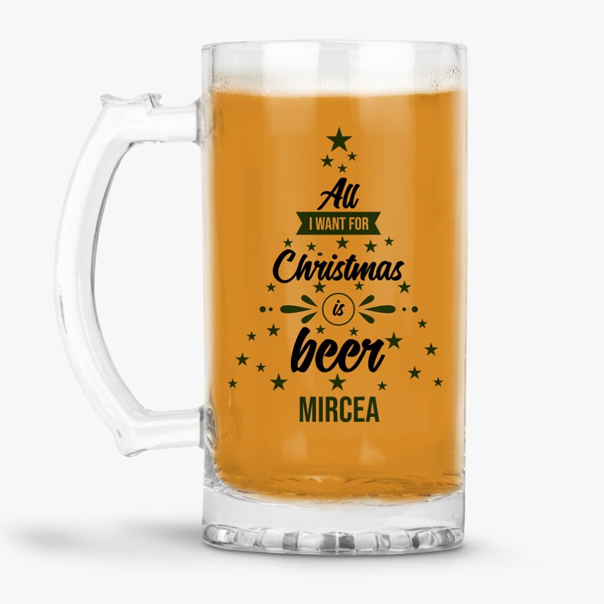 Pivní půllitr s vlastním nápisem – All I want for Christmas
