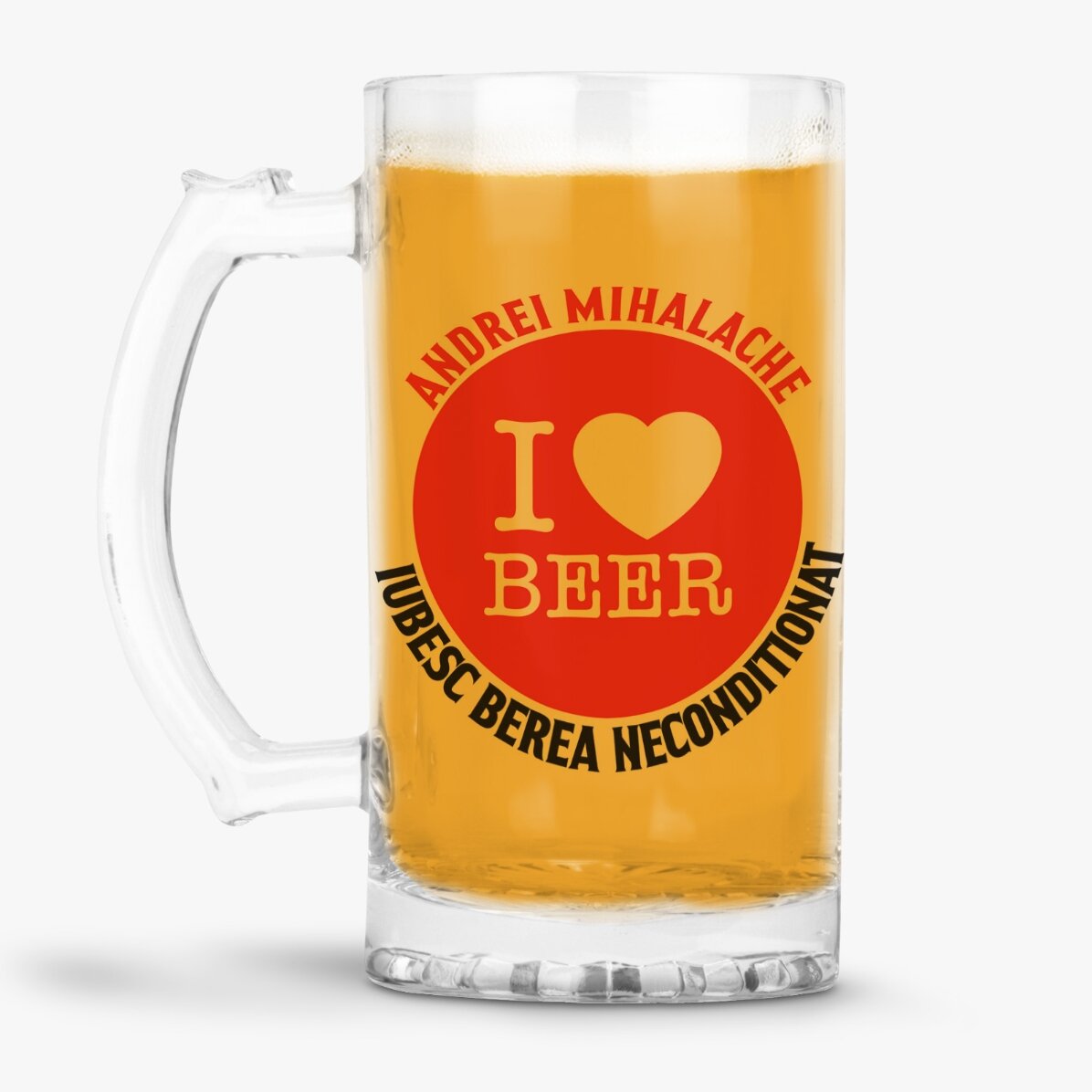 Pivní půllitr s vlastním nápisem – I love beer