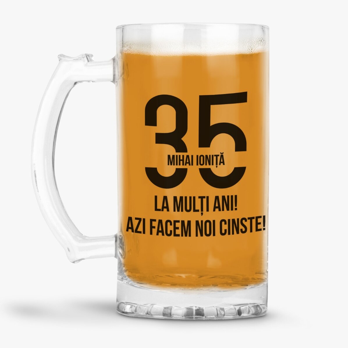 Pivní půllitr s vlastním textem k výročí