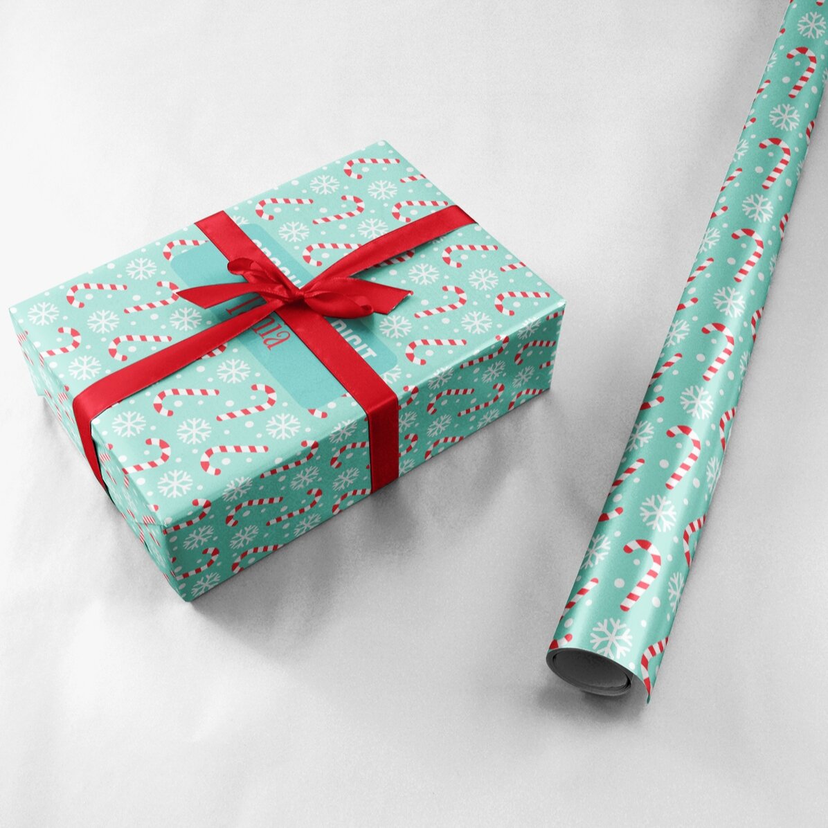Balicí papír na dárky s vlastním textem v rámečku – Candycane