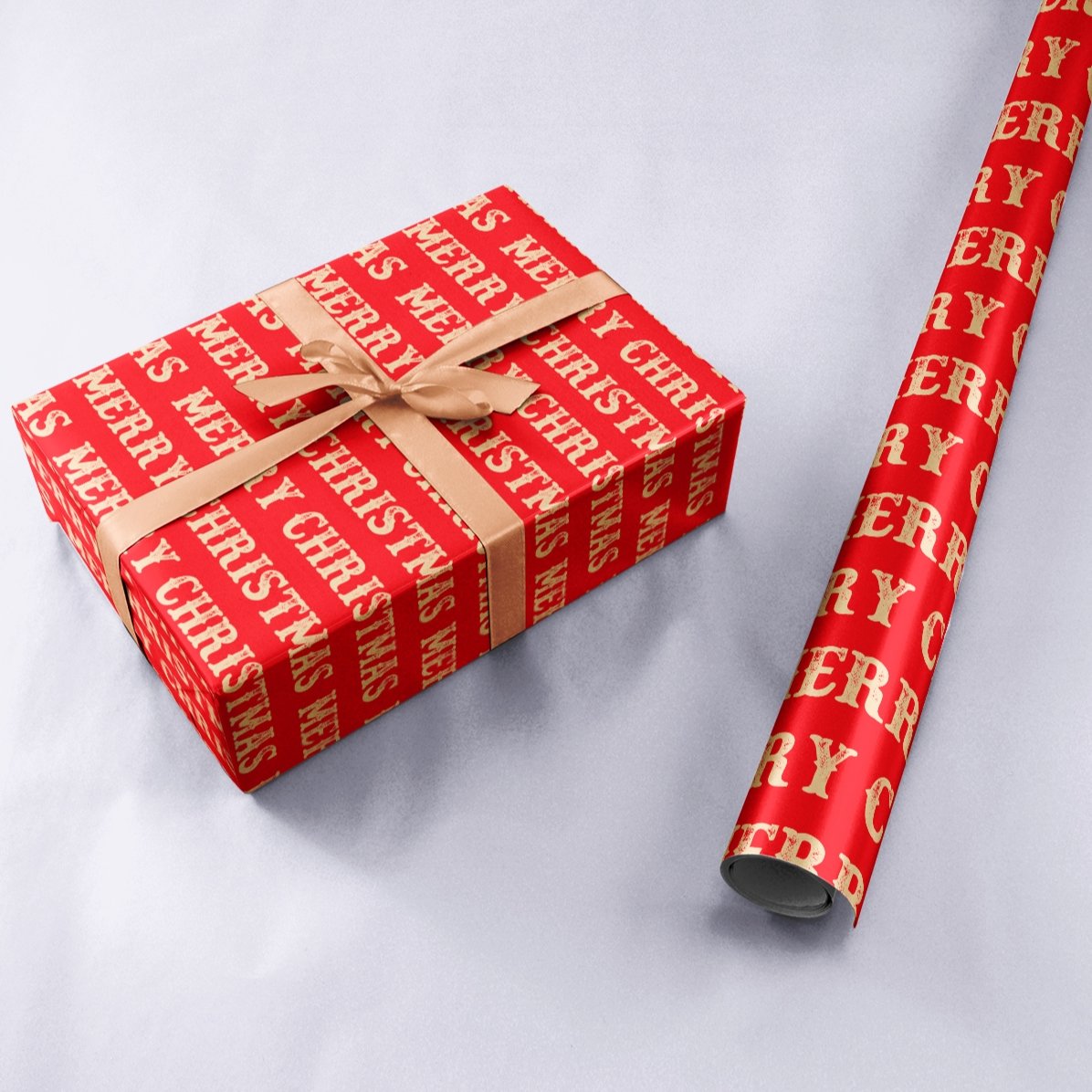 Balicí papír na dárky s vlastním textem v rámečku – Merry Christmas